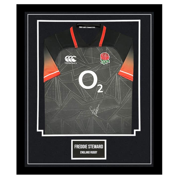 Signed Freddie Steward Shirt Framed - England Rugby Icon Jersey