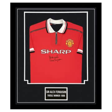 Signed Sir Alex Ferguson Signed Shirt Framed - Treble Winner 1999