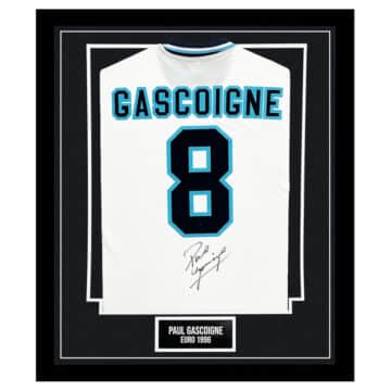 Signed Paul Gascoigne Jersey Framed - England Home Euro 1996 Icon