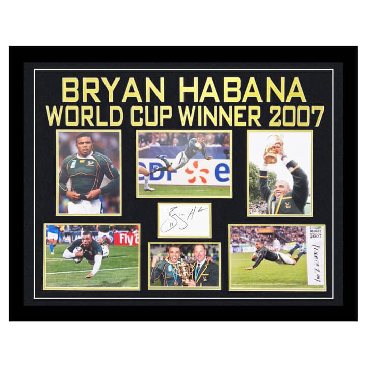 Signed Bryan Habana Framed Display Large - RWC Winner 2007