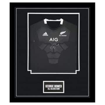 George Bower Signed Jersey Framed - New Zealand All Blacks Icon Shirt