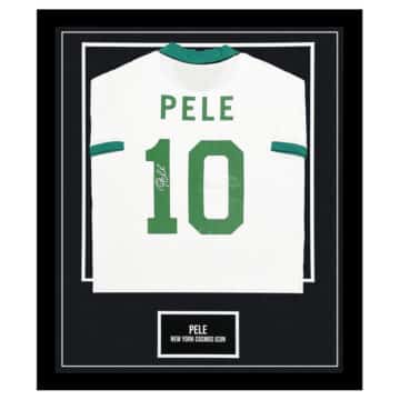 Pele Signed Shirt Framed - New York Cosmos Icon Jersey