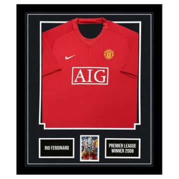 Signed Rio Ferdinand Framed Display - Premier League Winner 2008