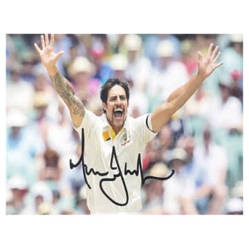 Signed Mitchell Johnson Poster Photo - 18x12 Australia Cricket Icon