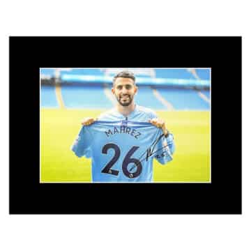 Signed Riyad Mahrez Photo Display - 16x12 Manchester City Icon