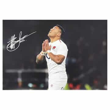 Signed Manu Tuilagi Poster Photo - 18x12 England Rugby Autograph