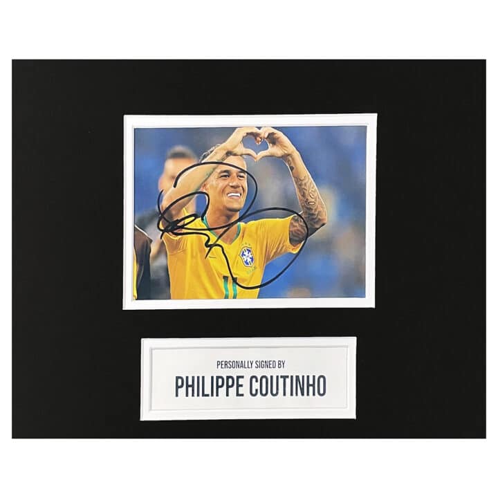 Signed Philippe Coutinho Photo Display - 10x8 Brazil Autograph