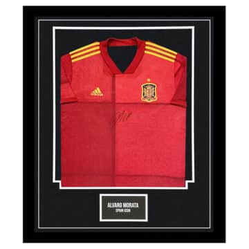 Alvaro Morata Signed Shirt Framed - Spain Icon Jersey