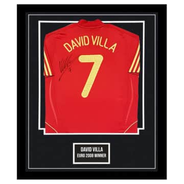 Signed David Villa Shirt Framed - Euro 2008 Winner Jersey