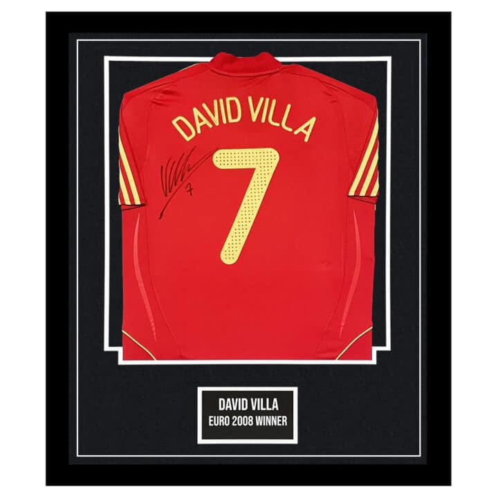 Signed David Villa Shirt Framed - Euro 2008 Winner Jersey