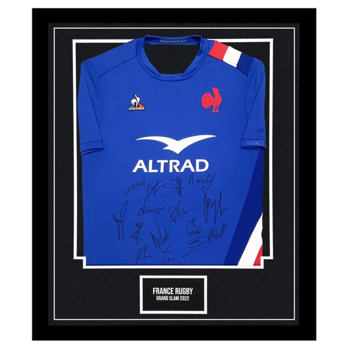 Signed France Rugby Jersey Framed - Grand Slam 2022