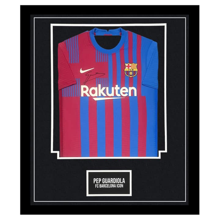 Signed Pep Guardiola Shirt Framed - FC Barcelona Icon Jersey