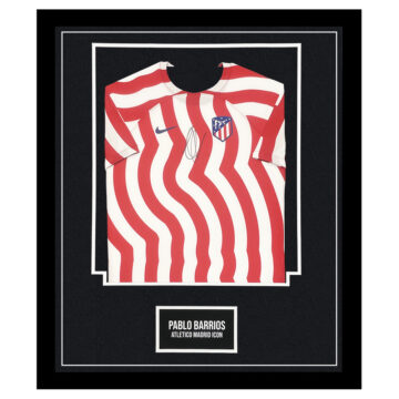 Signed Pablo Barrios Shirt Framed - Atletico Madrid 2023 Jersey