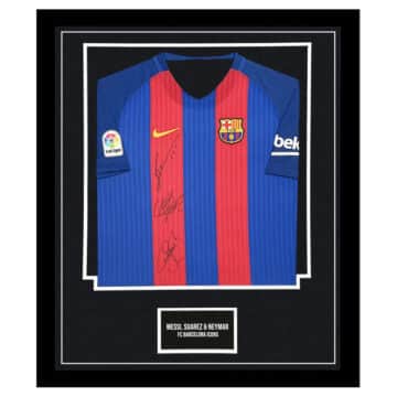 Messi, Suarez & Neymar Signed Shirt Framed - FC Barcelona Icons Jersey