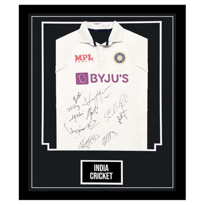 Signed India Cricket Shirt Framed - Test Squad Autograph