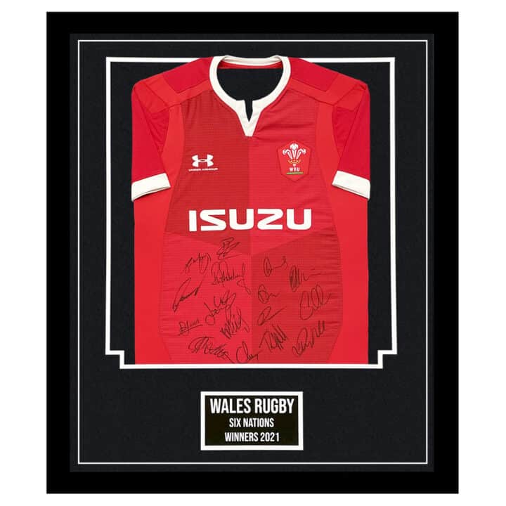 Signed Wales Rugby Jersey Framed - Six Nations Winners 2021