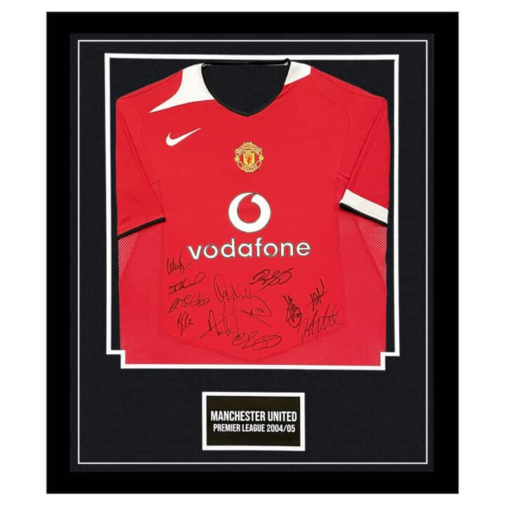 Signed Manchester United Shirt Framed - Premier League Squad 2004/05 Jersey