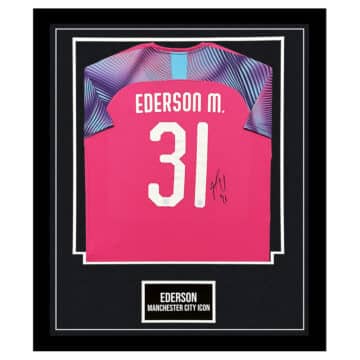 Ederson Signed Shirt Framed - Manchester City Icon Jersey