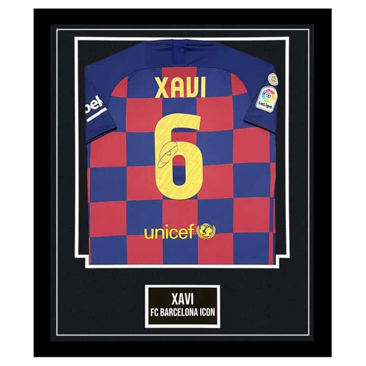 Xavi Signed Shirt Framed - FC Barcelona Icon Jersey