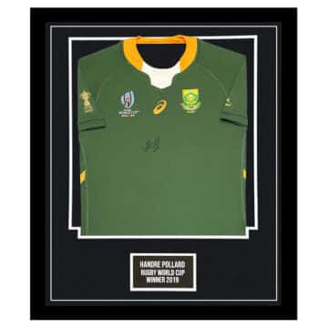 Handre Pollard Signed Jersey Framed - RWC Winner 2019 Shirt