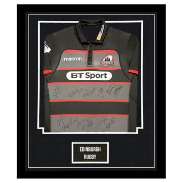 Signed Edinburgh Rugby Framed Shirt - Squad Autograph