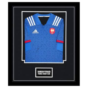 Signed Damian Penaud Framed Shirt - France Rugby Icon