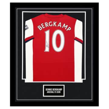 Signed Dennis Bergkamp Arsenal Home Framed Shirt - AFC Icon