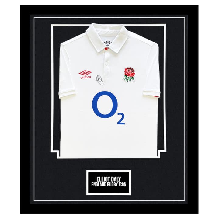 Signed Elliot Daly Framed Shirt - England Rugby Icon