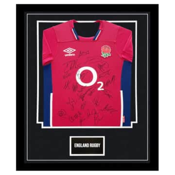 Signed England Rugby Framed Away Shirt - Squad Autograph