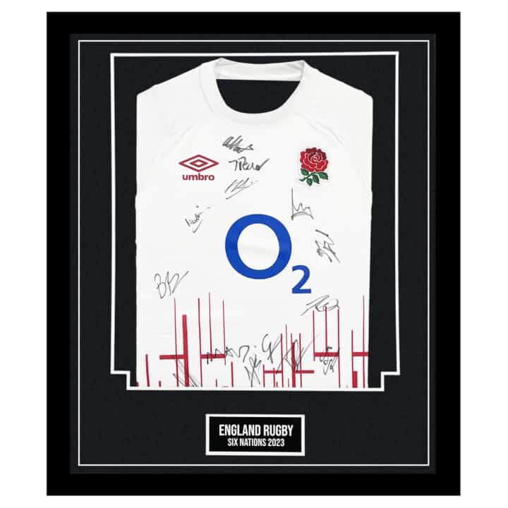 Signed England Rugby Framed Shirt - Home Six Nations 2023