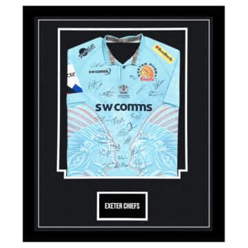 Signed Exeter Chiefs Blue Framed Shirt - Premiership Squad