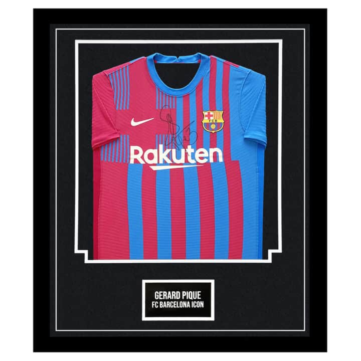 Signed Gerard Pique Framed Shirt - FC Barcelona Icon