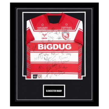 Signed Gloucester Rugby Framed Shirt - Home Squad Autograph