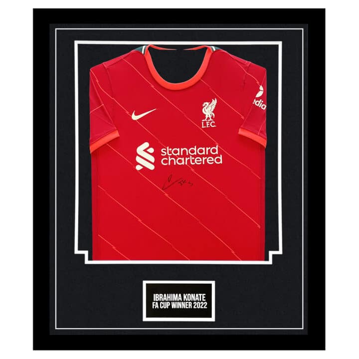 Signed Ibrahima Konate Liverpool Framed Shirt - FA Cup Winner 2022