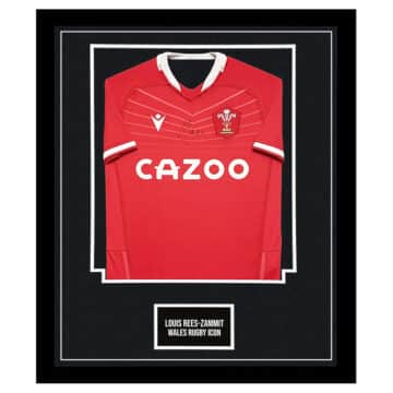 Signed Louis Rees-Zammit Framed Shirt - Wales Rugby Icon