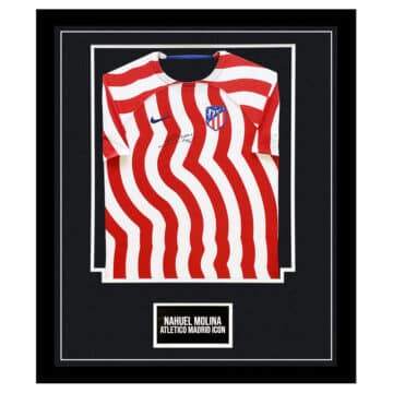 Signed Nahuel Molina Atletico Madrid Framed Shirt - La Liga 2023