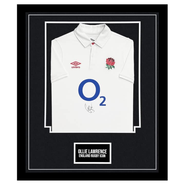 Signed Ollie Lawrence Framed Shirt - England Rugby Icon