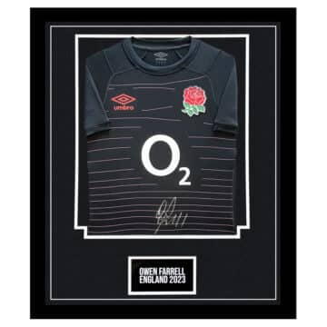 Signed Owen Farrell Framed Away Shirt - England Rugby Icon 2023