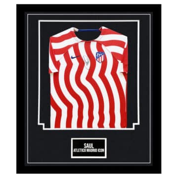 Signed Saul Atletico Madrid Framed Shirt - La Liga 2023