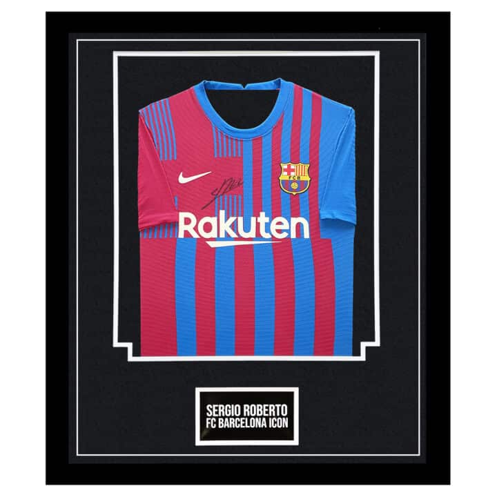 Signed Sergi Roberto Framed Shirt - FC Barcelona Icon