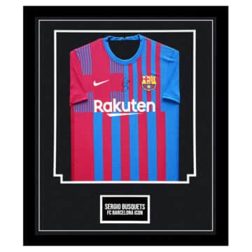 Signed Sergio Busquets Framed Shirt - FC Barcelona Icon