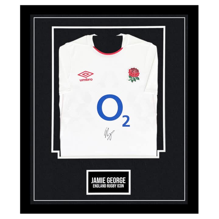 Jamie George Framed Shirt - England Rugby Icon Autograph