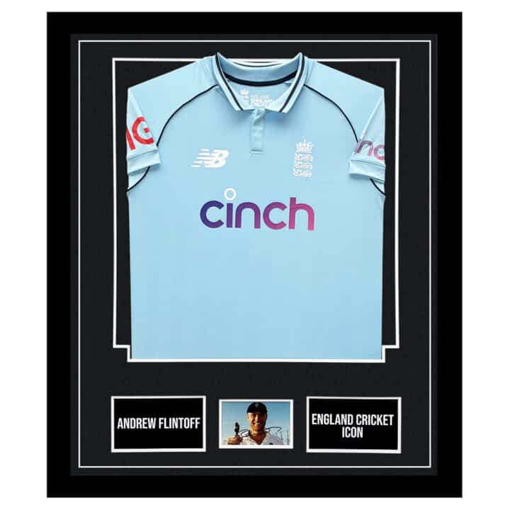 Signed Andrew Flintoff Framed Display - England Cricket Icon Shirt