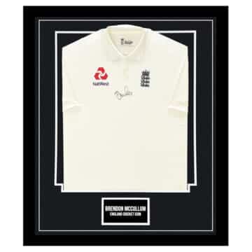 Signed Brendon McCullum Framed Shirt - England Cricket Icon