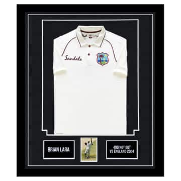 Signed Brian Lara Framed Display Shirt - 400 Not Out vs England 2004