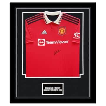 Signed Christian Eriksen Framed Shirt - Manchester United 2023