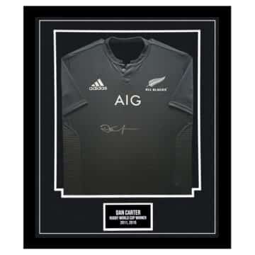 Signed Dan Carter Framed Shirt - RWC Winner 2011 & 2015