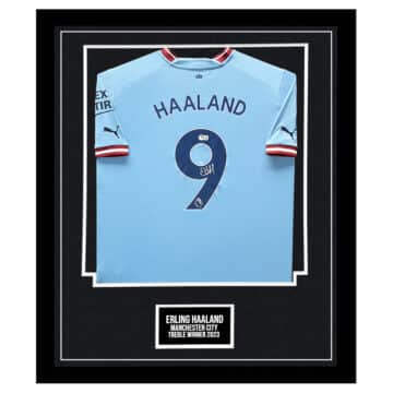 Signed Erling Haaland Framed Manchester City Shirt - Treble Winner 2023