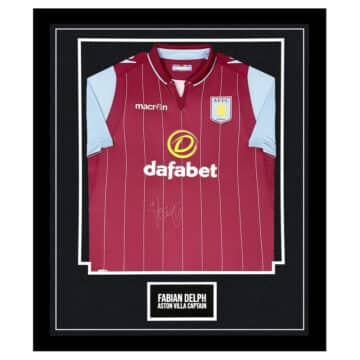 Signed Fabian Delph Framed Shirt - Aston Villa Captain