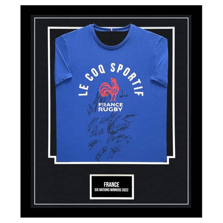 Signed France Framed Shirt - Six Nations Winners 2022